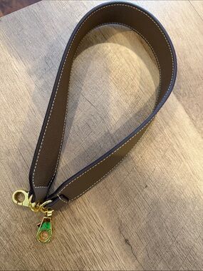 Leather Crossbody Bag Strap in Brown with Gold Hardware